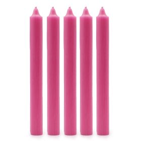 Solid Colour Dinner Candles - Rustic Deep Pink - Pack of 5