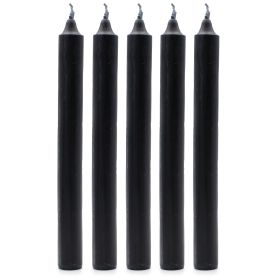 Solid Colour Dinner Candles - Rustic Black - Pack of 5