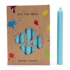 Solid Colour Dinner Candle Set - Pack of 21 - Rustic Aqua